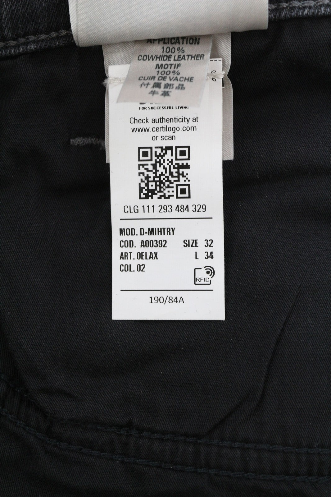 DIESEL D-Mihtry 0ELAX Men Jeans W32/L34 Straight Fit RRP€220 Washed Black