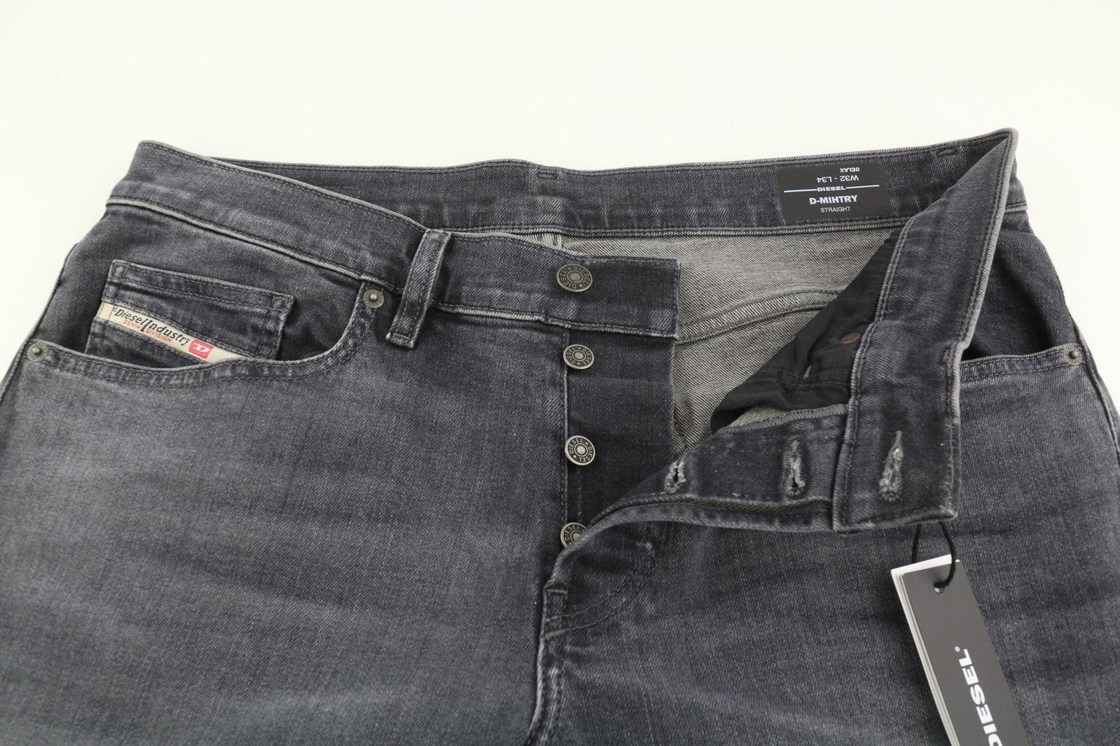 DIESEL D-Mihtry 0ELAX Men Jeans W32/L34 Straight Fit RRP€220 Washed Black