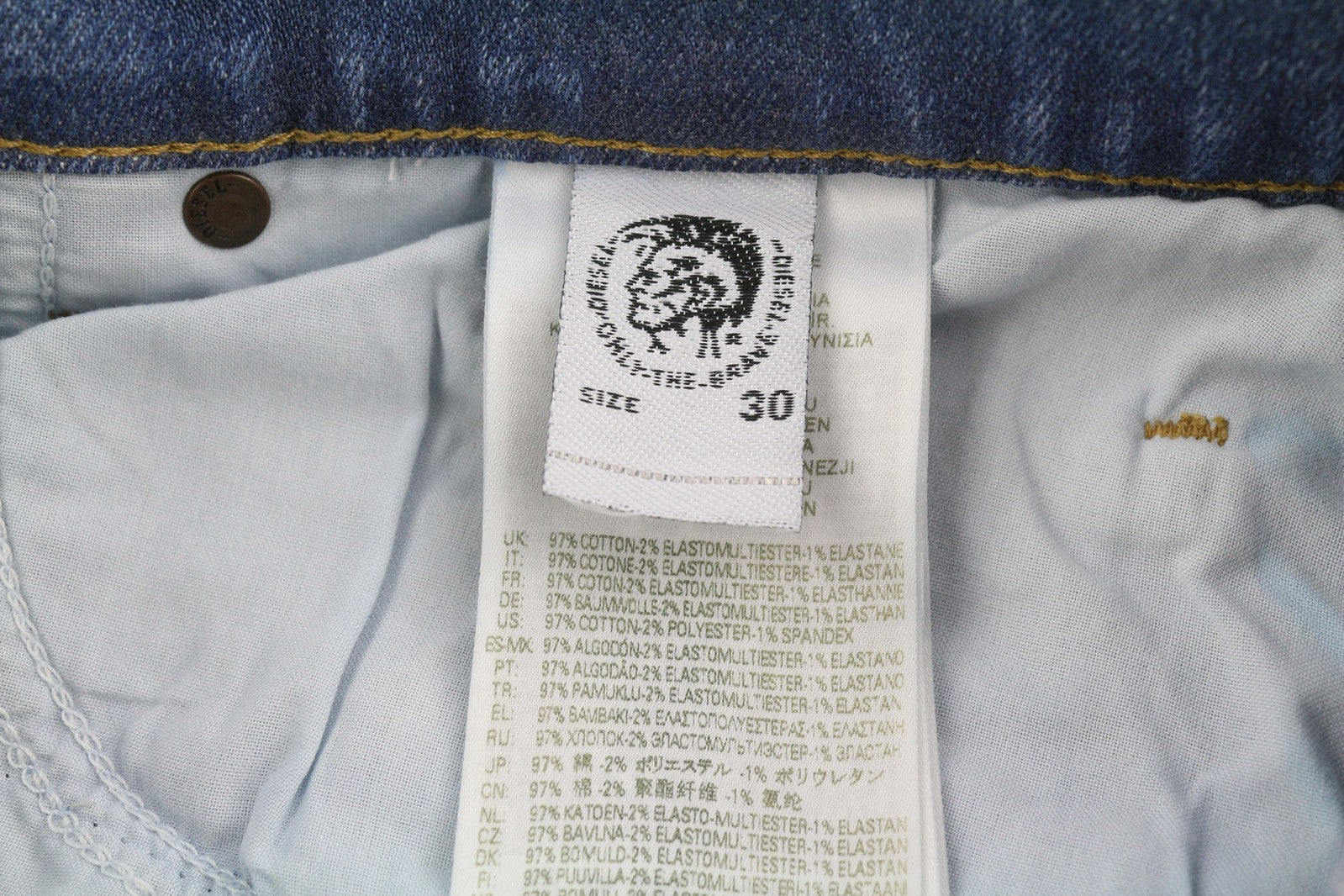 DIESEL D-Mihtry 009NF Men Jeans W30/L34 Straight Fit Stretch Buttoned Washed