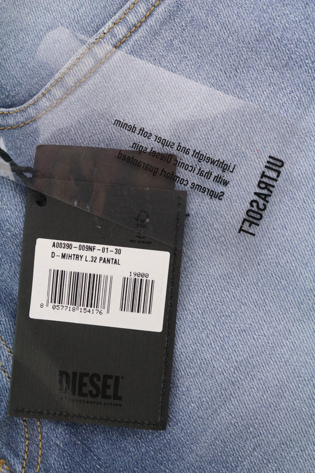 DIESEL D-Mihtry 009NF Men Jeans W30/L32 Straight Fit Stretch Buttoned Washed