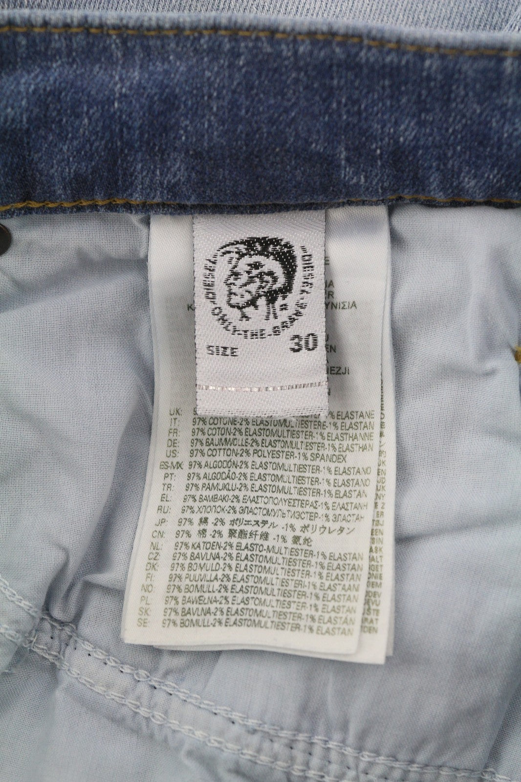 DIESEL D-Mihtry 009NF Men Jeans W30/L32 Straight Fit Stretch Buttoned Washed