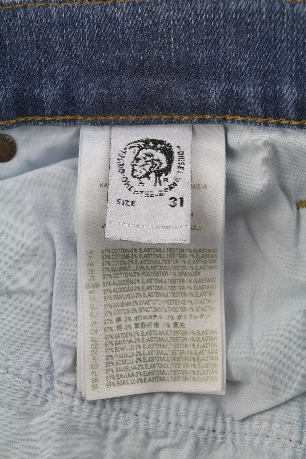 DIESEL D-Mihtry 009NF Men Jeans W31/L34 Straight Fit Stretch Buttoned Washed