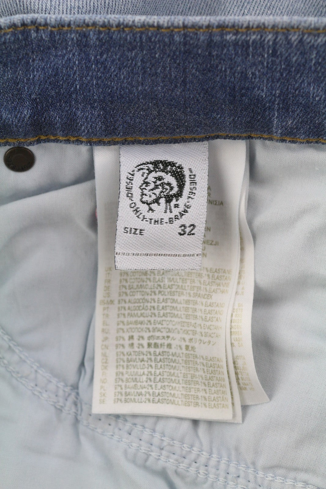 DIESEL D-Mihtry 009NF Men Jeans W32/L34 Straight Fit Stretch Buttoned Faded