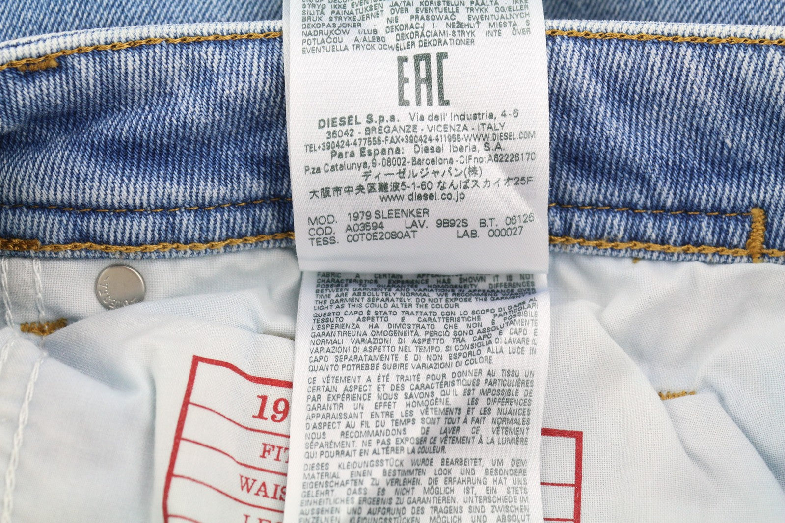 DIESEL 1979 Sleenker 9B92S Men Jeans W32/L32 Skinny Fit Low Waist RRP€160 Blue