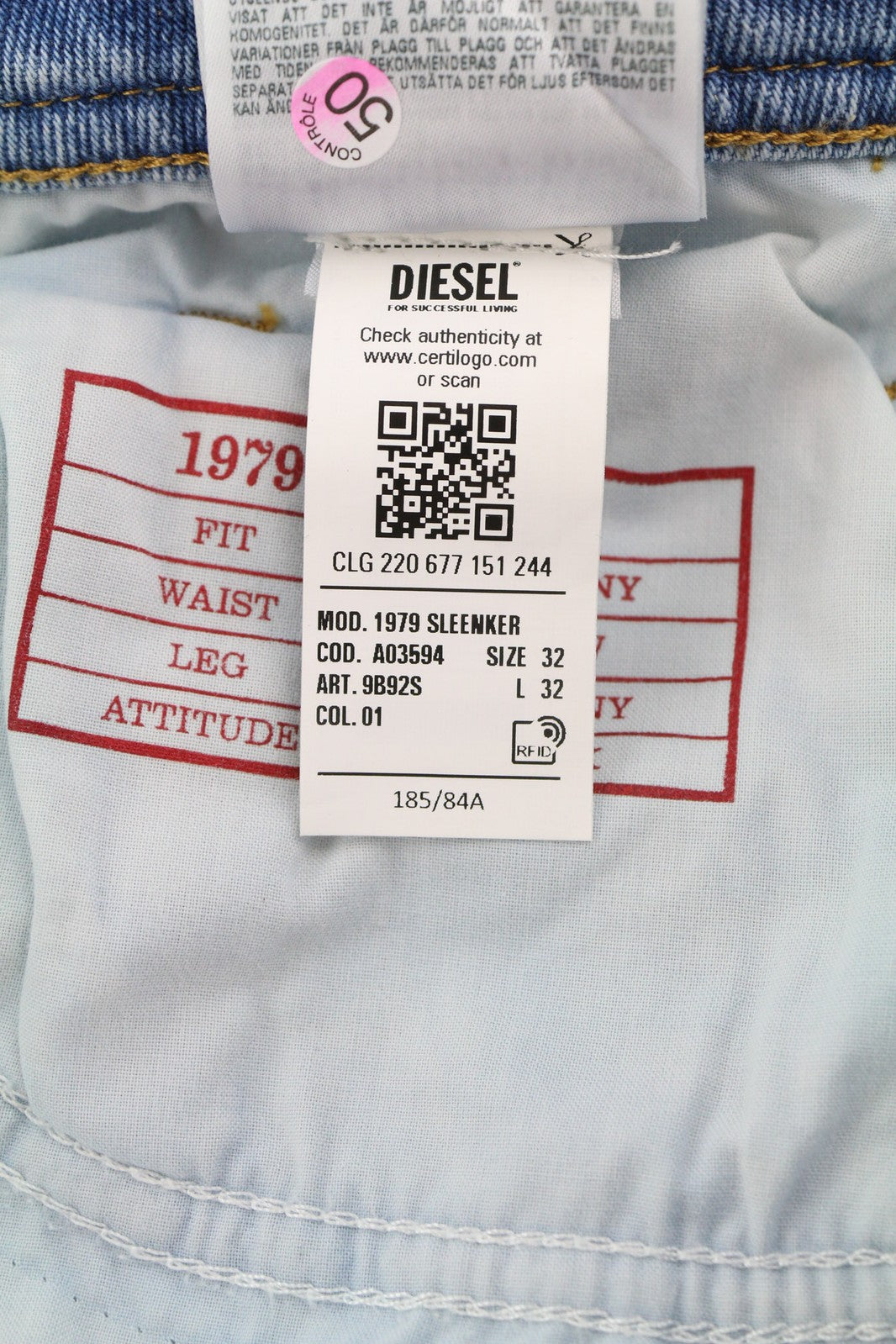 DIESEL 1979 Sleenker 9B92S Men Jeans W32/L32 Skinny Fit Low Waist RRP€160 Blue