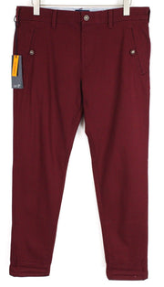 HARMONT & BLAINE Men Trousers 50 Narrow Fit Cotton Stretch Red Zipped Casual