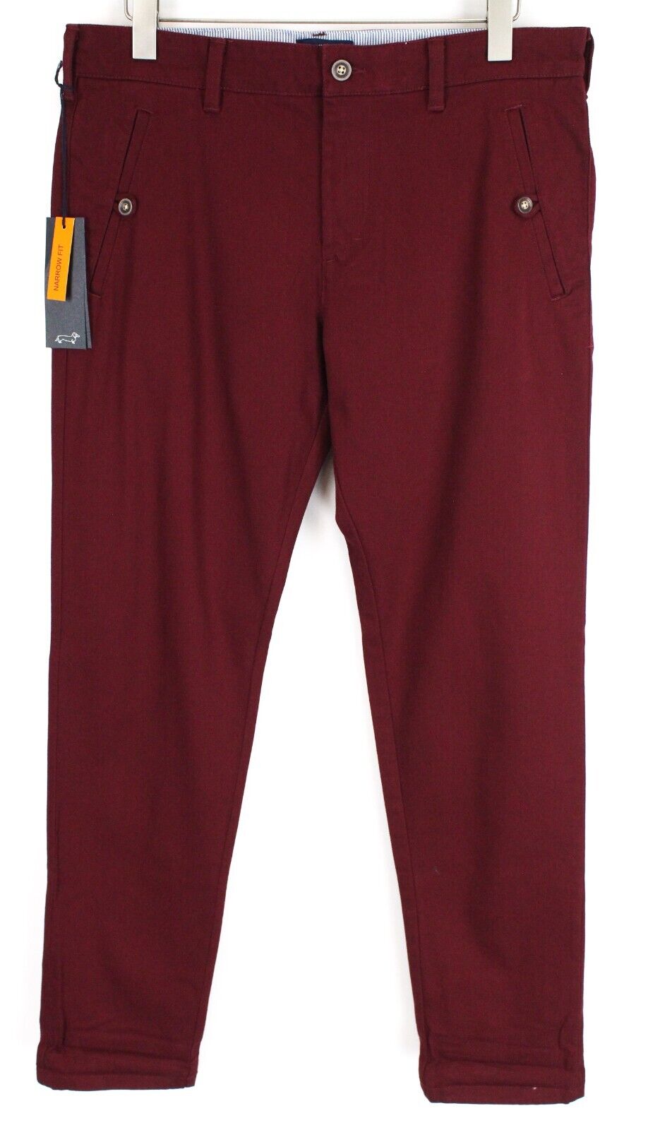 HARMONT & BLAINE Men Trousers 50 Narrow Fit Cotton Stretch Red Zipped Casual