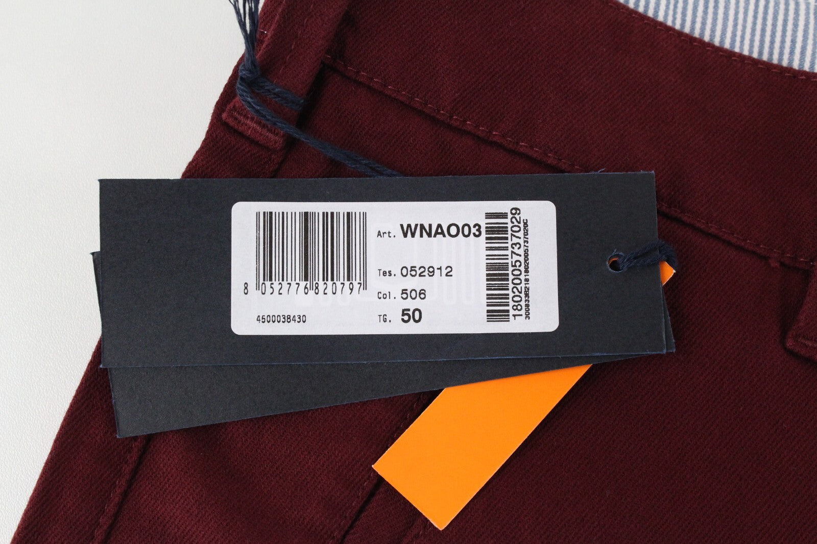 HARMONT & BLAINE Men Trousers 50 Narrow Fit Cotton Stretch Red Zipped Casual