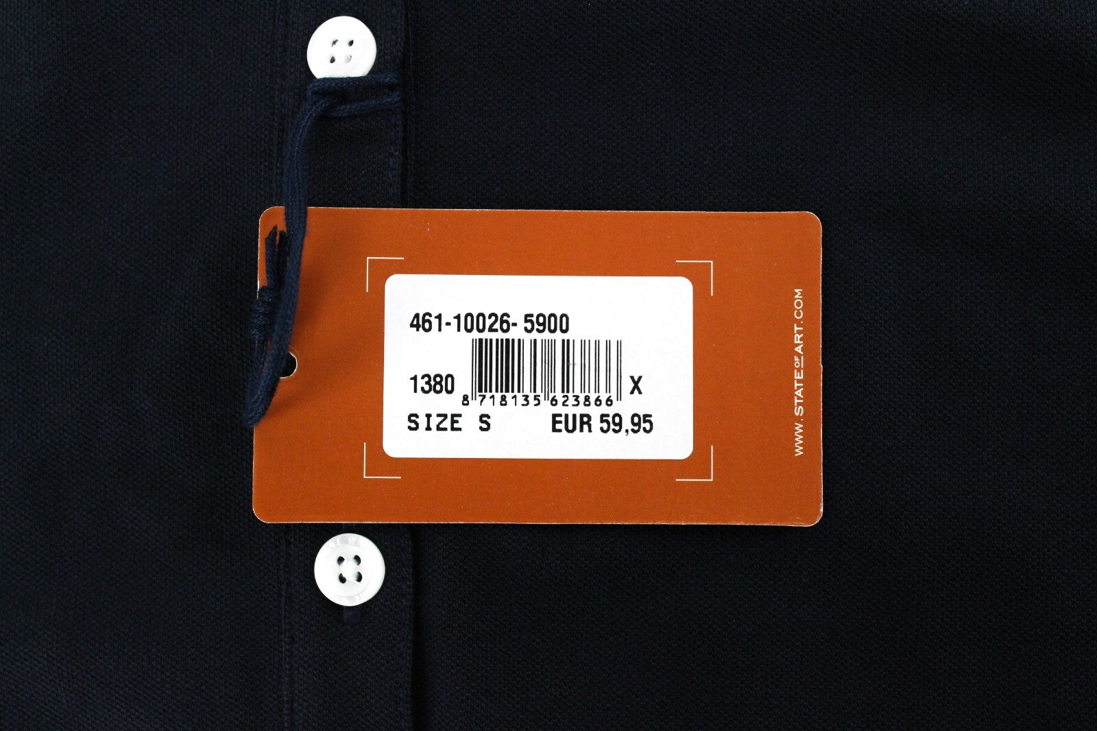 STATE OF ART Men T-Shirt S Navy Pure Cotton Short Sleeve Cutaway Collar Polo