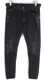 DIESEL Tepphar 085AJ vyriški džinsai W32/L34 Slim Skinny pilki tamprūs medvilniniai plėšyti džinsai 