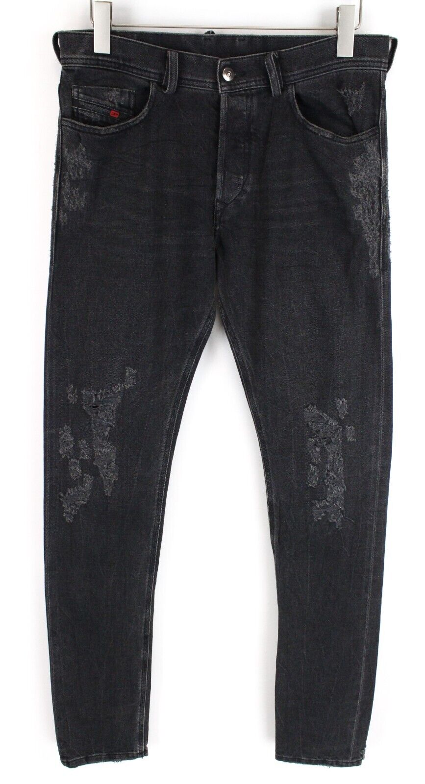 DIESEL Tepphar 085AJ vyriški džinsai W32/L34 Slim Skinny pilki tamprūs medvilniniai plėšyti džinsai 