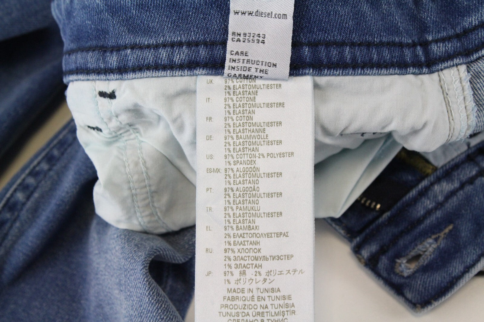 DIESEL Thommer 083AX vyriški džinsai W28/L32 Slim skalbtos medvilnės tamprės mėlyni 