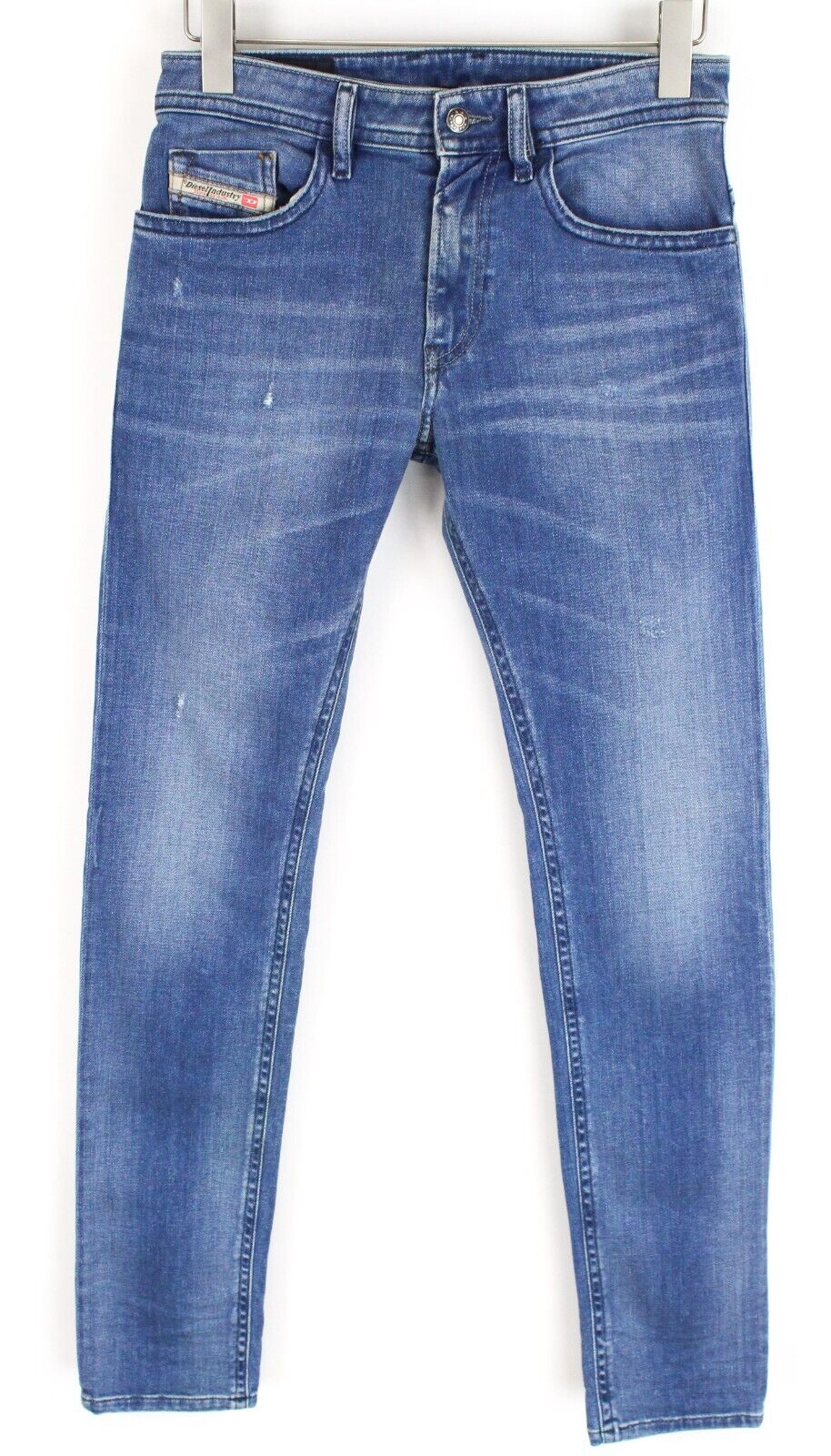 DIESEL Thommer 083AX vyriški džinsai W28/L32 Slim Fit medvilniniai tamprūs džinsai, mėlyni, skalbti 