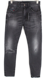 DIESEL Thommer 069BH vyriški džinsai W28/L32 Slim Fit medvilniniai tamprūs džinsai pilki su plėšytais siūlais 