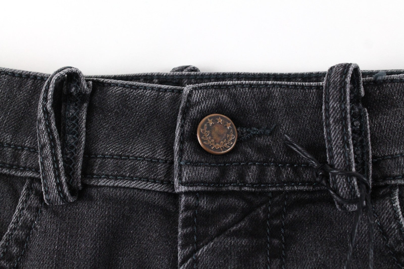 DIESEL Thommer 069BH vyriški džinsai W28/L32 Slim Fit medvilniniai tamprūs džinsai pilki su plėšytais siūlais 