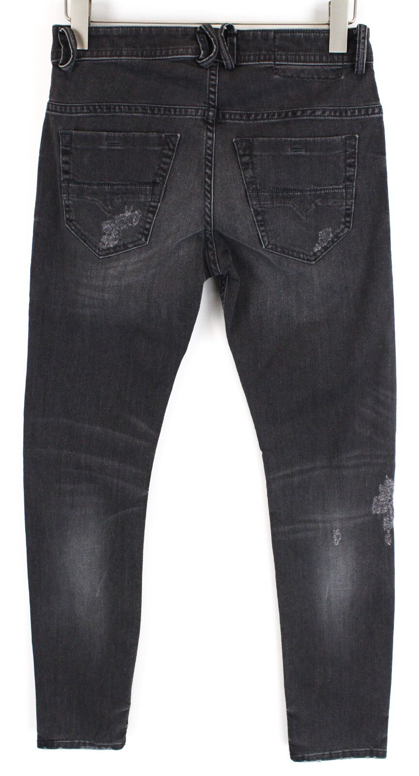 DIESEL Thommer 069BH vyriški džinsai W28/L32 Slim Fit medvilniniai tamprūs džinsai pilki su plėšytais siūlais 