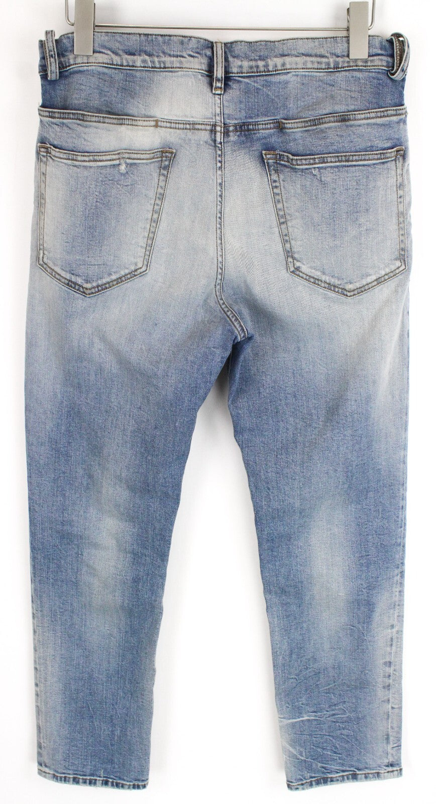 DIESEL D-Eetar 087AV vyriški džinsai W32/L32 morkų rašto, siaurėjantys, tamprūs, mėlyni, plėšyti 