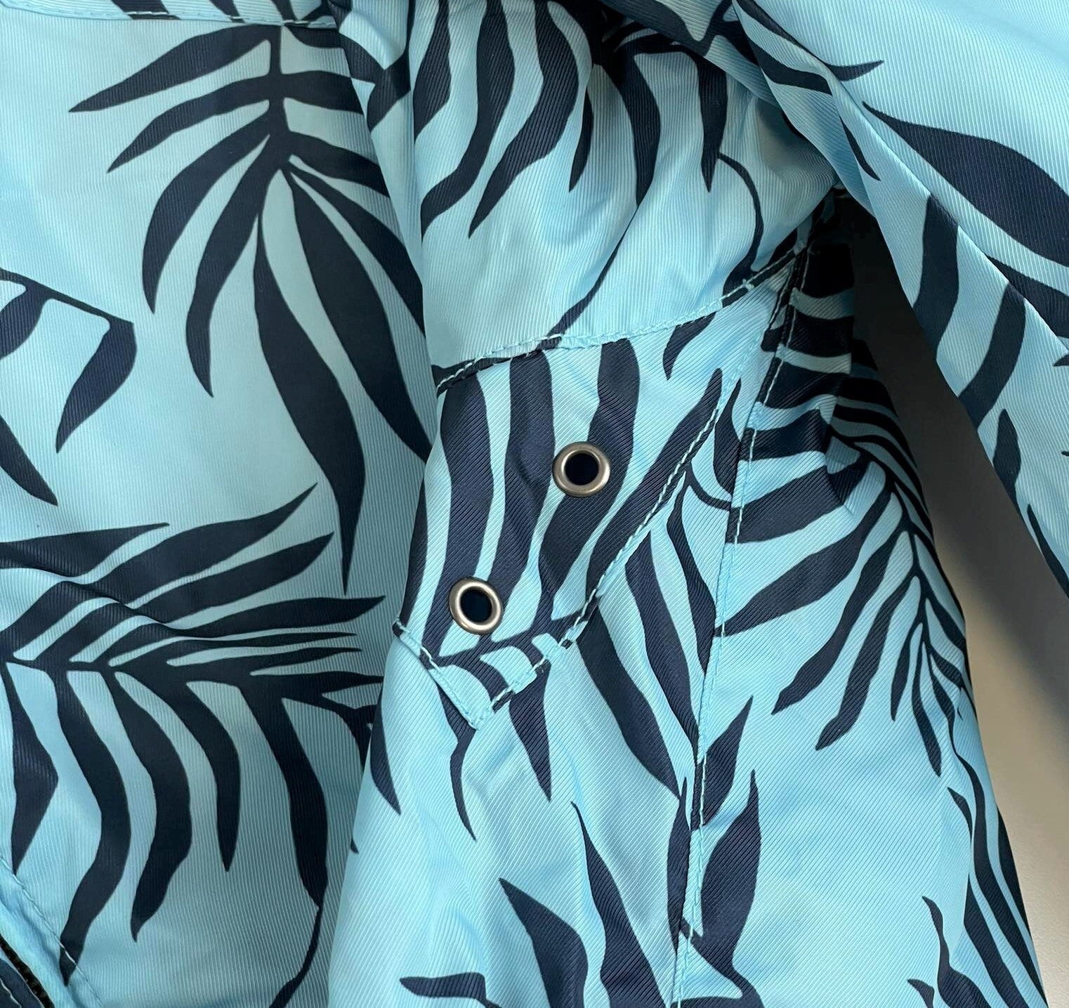 SCOTCH & SODA Men Jacket XL Linen Cotton Bomber Palm Print Light Blue