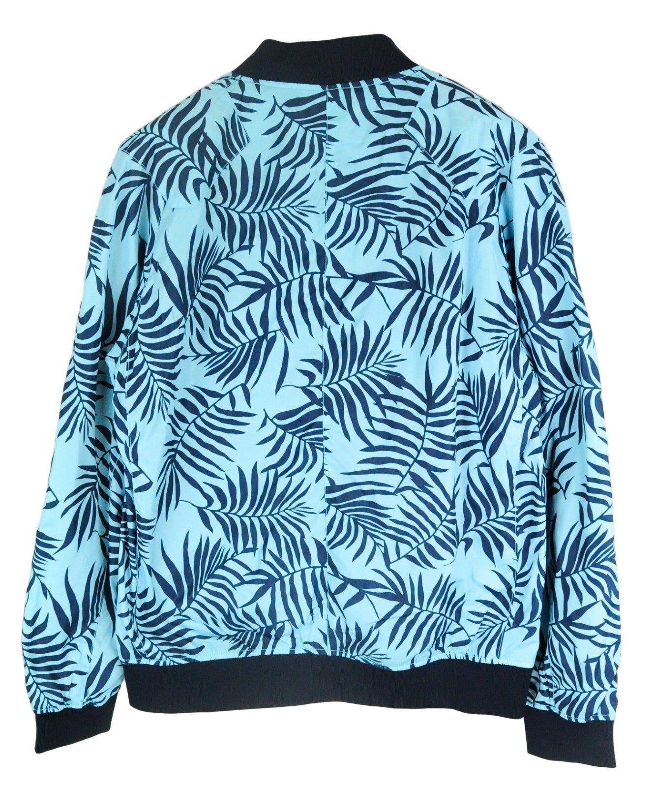 SCOTCH & SODA Men Jacket XL Linen Cotton Bomber Palm Print Light Blue