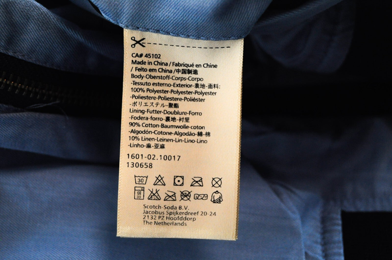 SCOTCH & SODA Men Jacket XL Linen Cotton Bomber Palm Print Light Blue