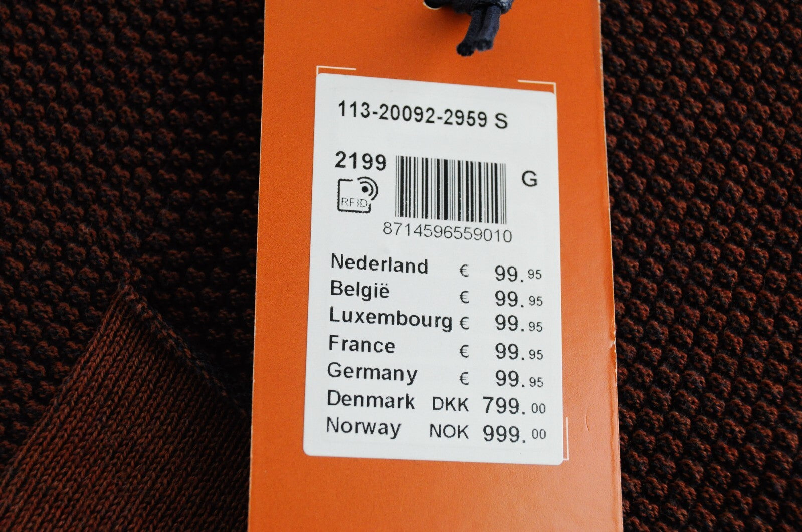 STATE OF ART Men Jumper S Burnt Orange Patched Pocket Tight-Knit Sweater