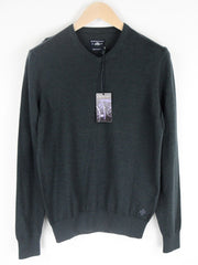 STATE OF ART Men Jumper S Regular Fit Grey Tight-Knit V-Neck Cotton Sweater