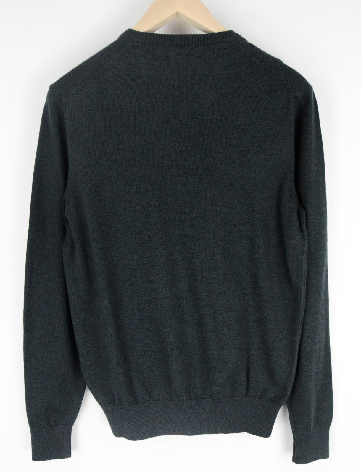 STATE OF ART Men Jumper S Regular Fit Grey Tight-Knit V-Neck Cotton Sweater