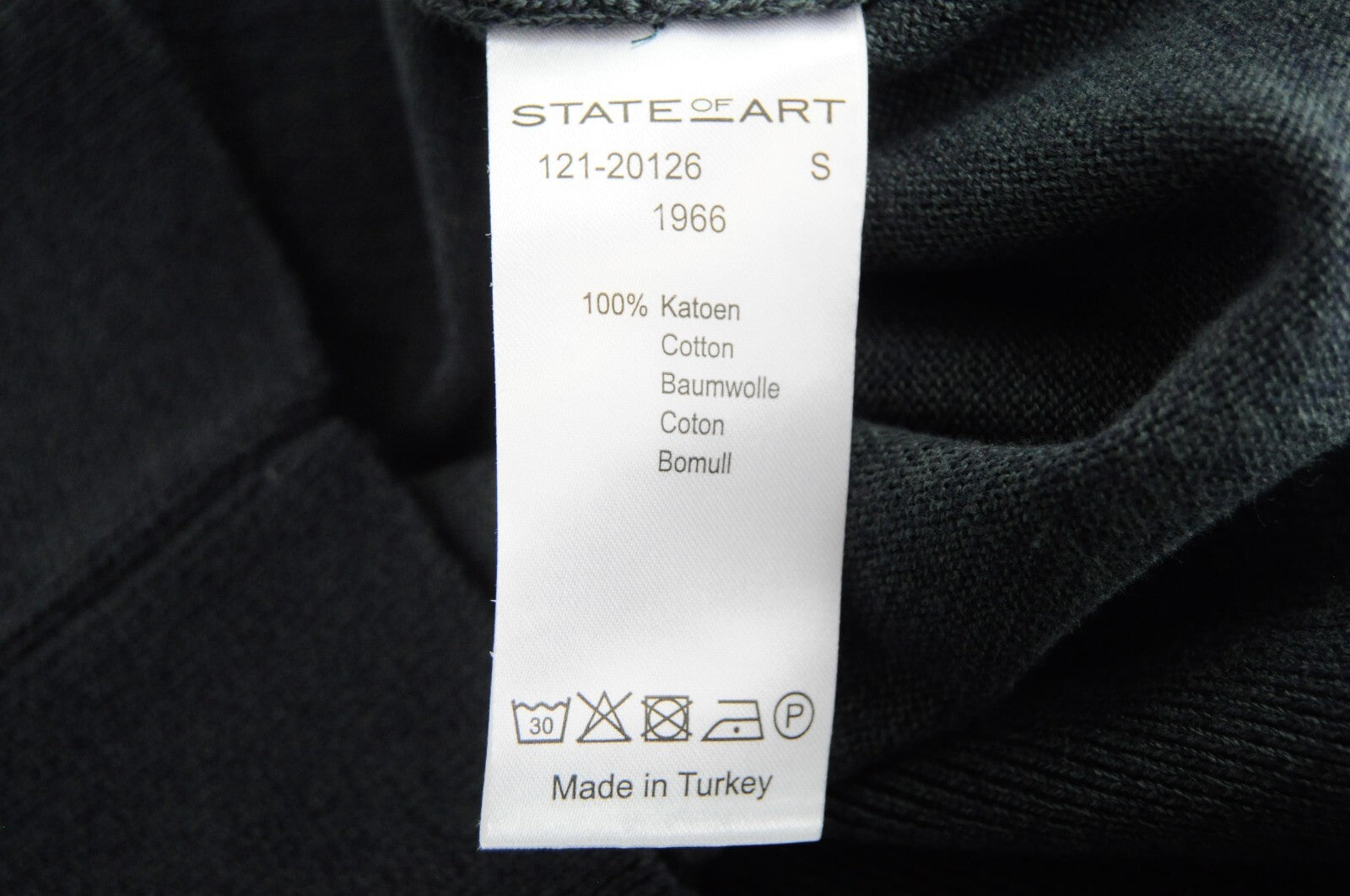 STATE OF ART Men Jumper S Regular Fit Grey Tight-Knit V-Neck Cotton Sweater