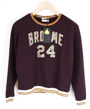 MAISON SCOTCH Women Sweatshirt L Purple Long Sleeve Logo Round Neck Pullover