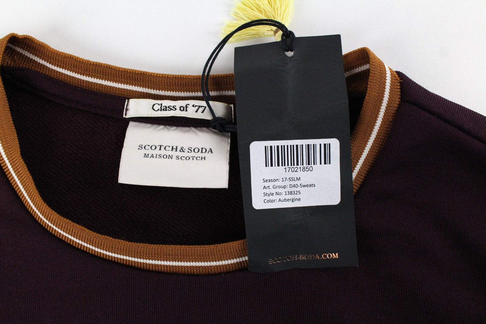 MAISON SCOTCH Women Sweatshirt L Purple Long Sleeve Logo Round Neck Pullover