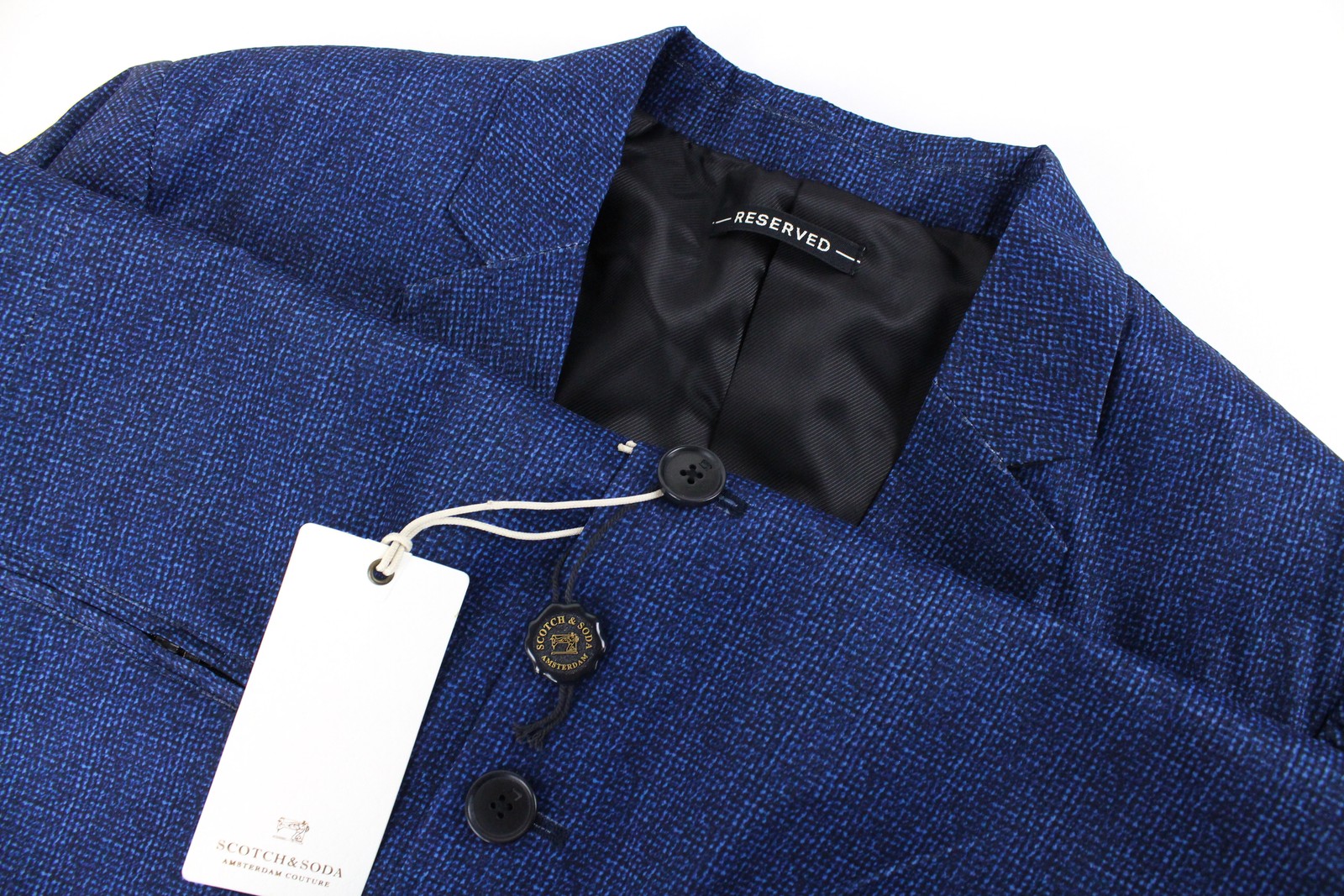 SCOTCH & SODA Ams Couture Men's Blazer L Blue Pattern Unlined Casual