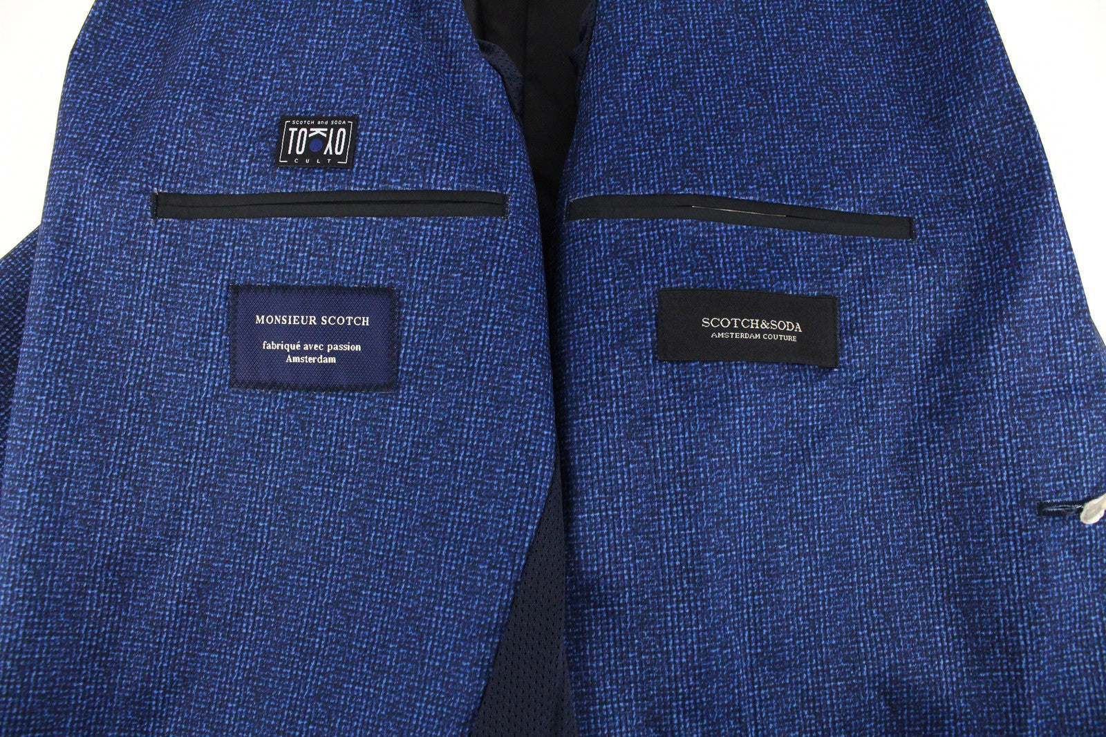 SCOTCH & SODA Ams Couture Men's Blazer L Blue Pattern Unlined Casual