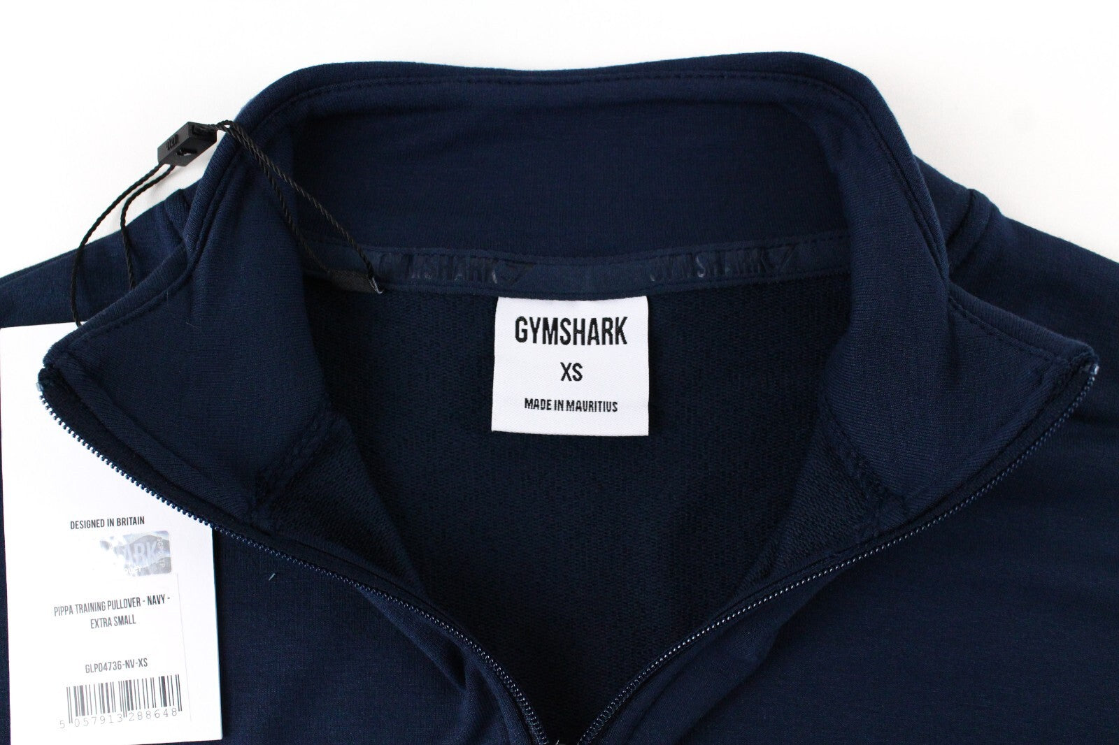 GYMSHARK Pipa Women Sweatshirt XS Navy Long Sleeve Cropped Stretch Zipped