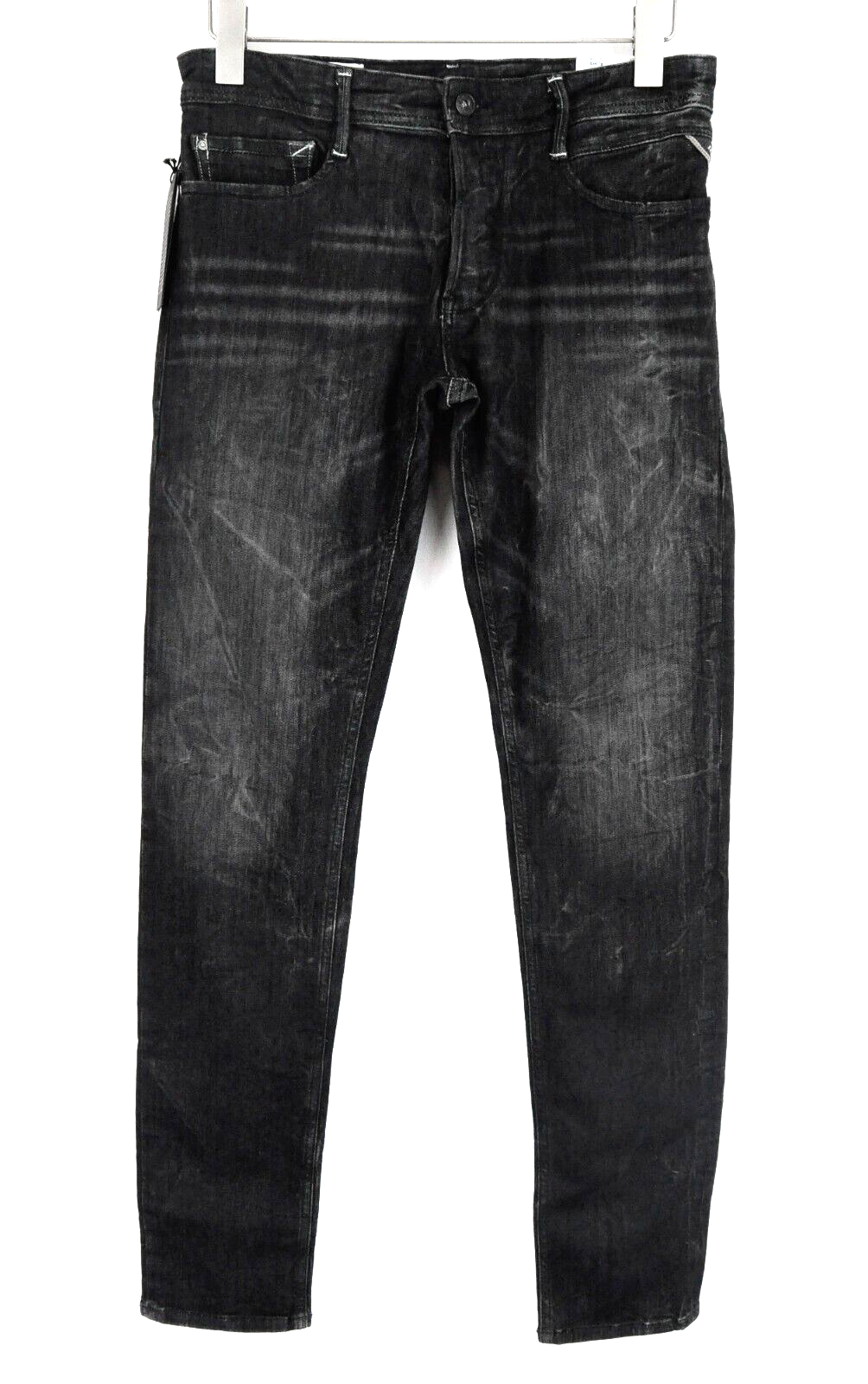 REPLAY Thyber Men Jeans W29/L34 Slim Fit Dark Grey Blue Stretch Washed