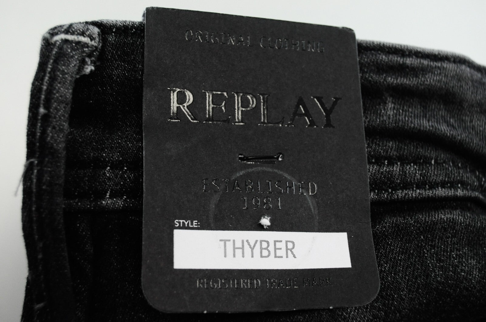REPLAY Thyber Men Jeans W29/L34 Slim Fit Dark Grey Blue Stretch Washed