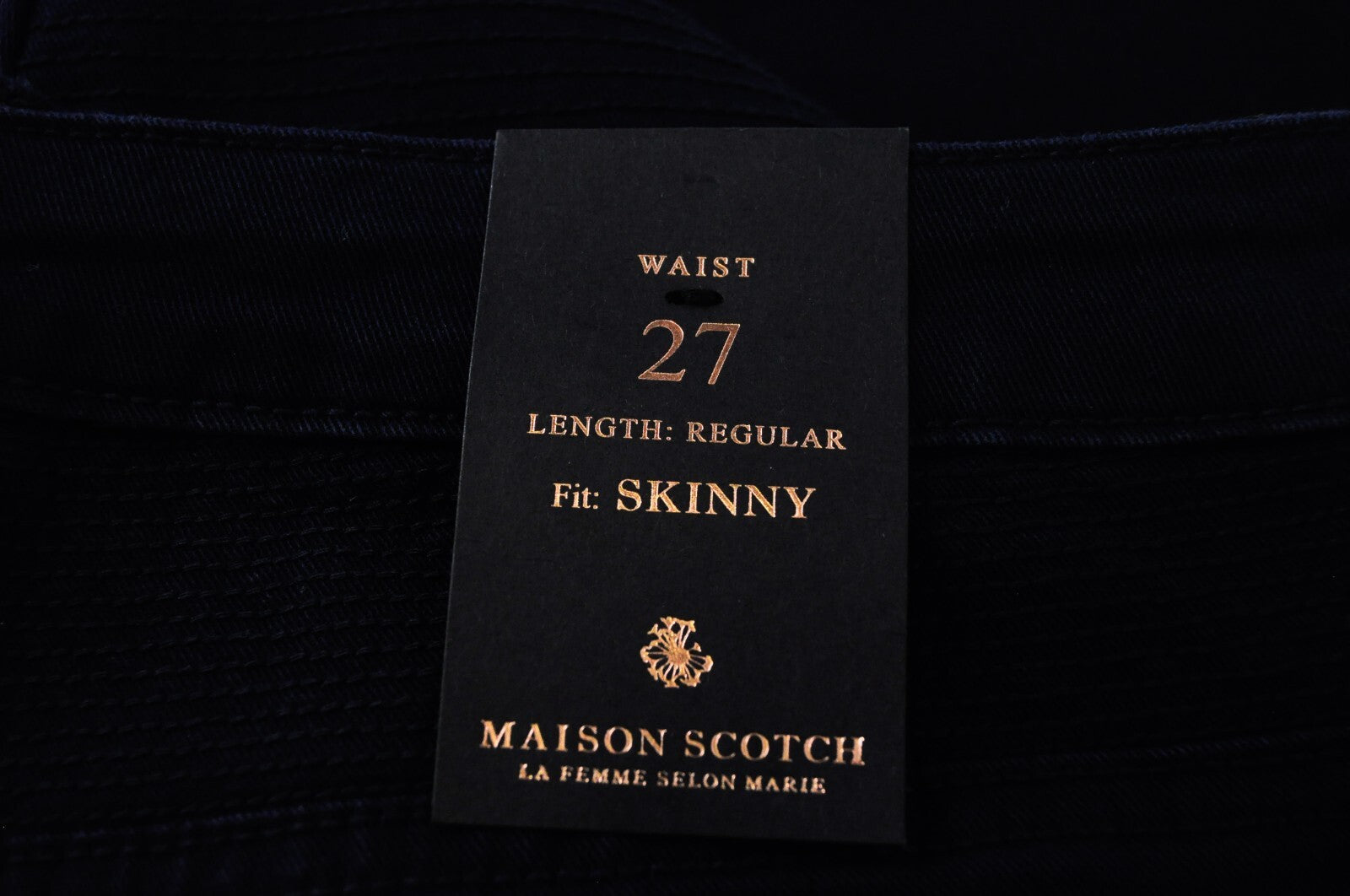 MAISON SCOTCH Women Trousers W27 Skinny Fit Navy Cotton Star Stretch Side