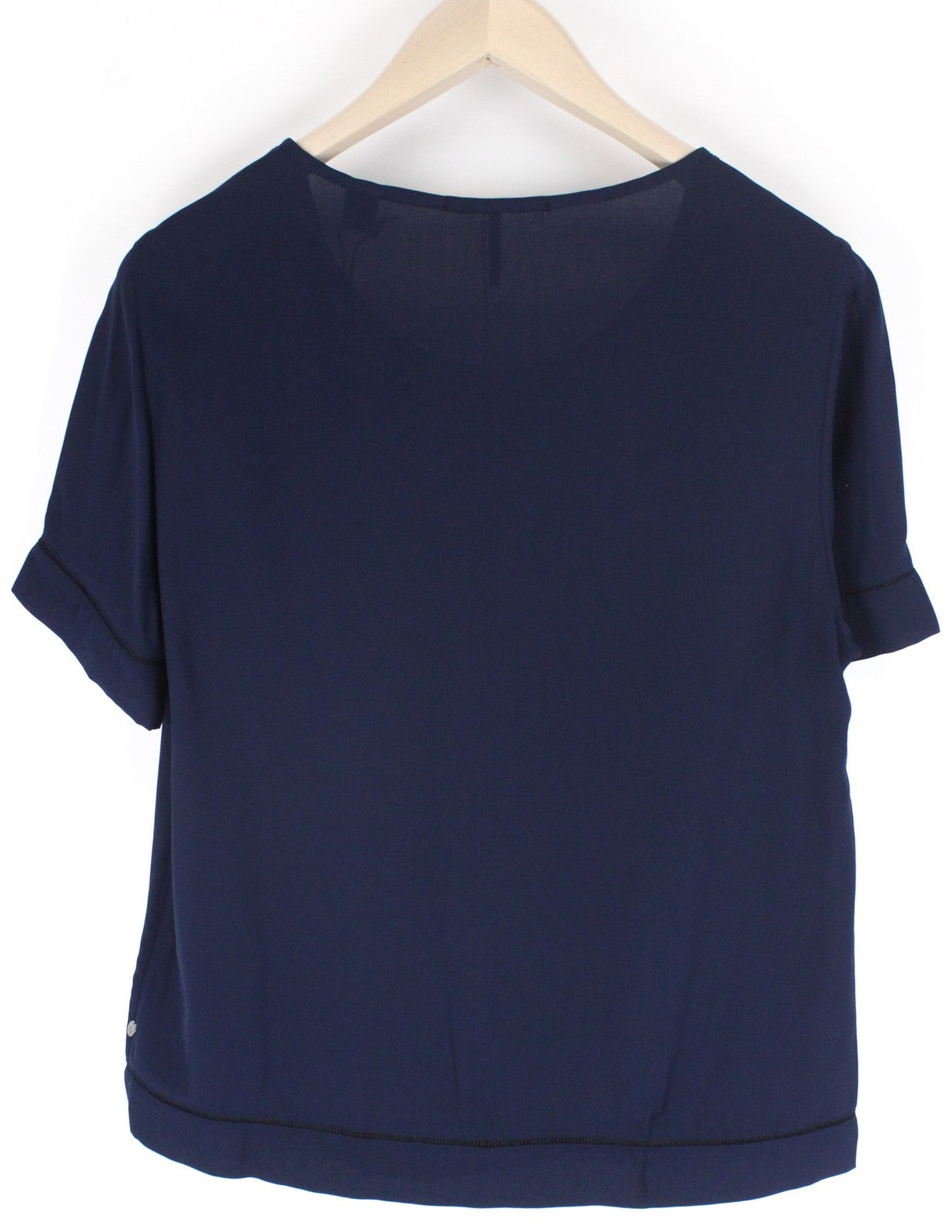 MAISON SCOTCH Women T-Shirt S Blue Pullover Lightweight Round Neck Short Fit