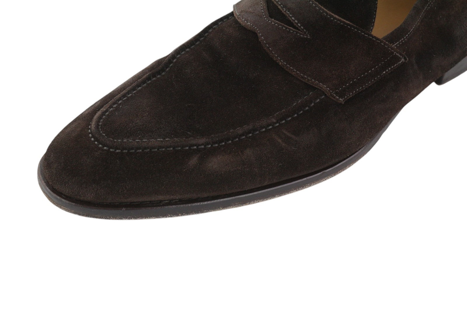 SUITSUPPLY Men Formal Shoes EU46 Dark Brown Suede Leather Almond Toe Slip On