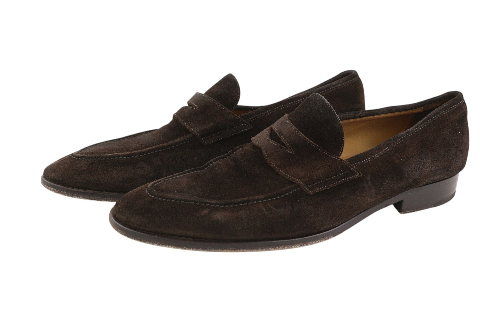 SUITSUPPLY Men Formal Shoes EU46 Dark Brown Suede Leather Almond Toe Slip On