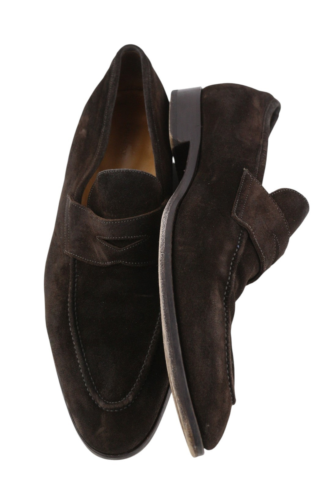 SUITSUPPLY Men Formal Shoes EU46 Dark Brown Suede Leather Almond Toe Slip On