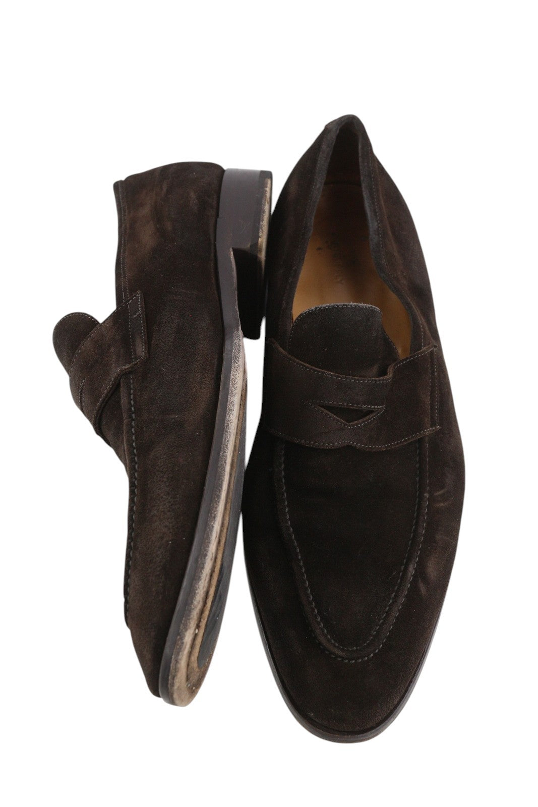 SUITSUPPLY Men Formal Shoes EU46 Dark Brown Suede Leather Almond Toe Slip On