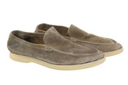 SUITSUPPLY Men Casual Shoes EU44 Grey Suede Leather Almond Toe Slip On Logo