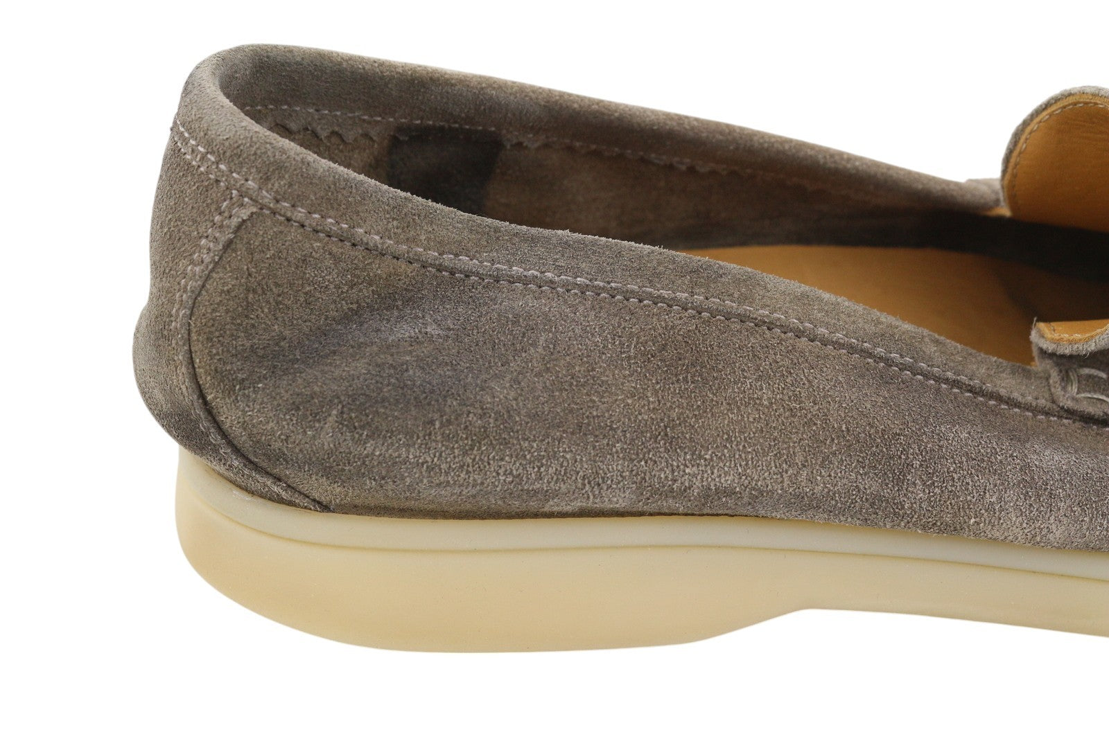 SUITSUPPLY Men Casual Shoes EU44 Grey Suede Leather Almond Toe Slip On Logo