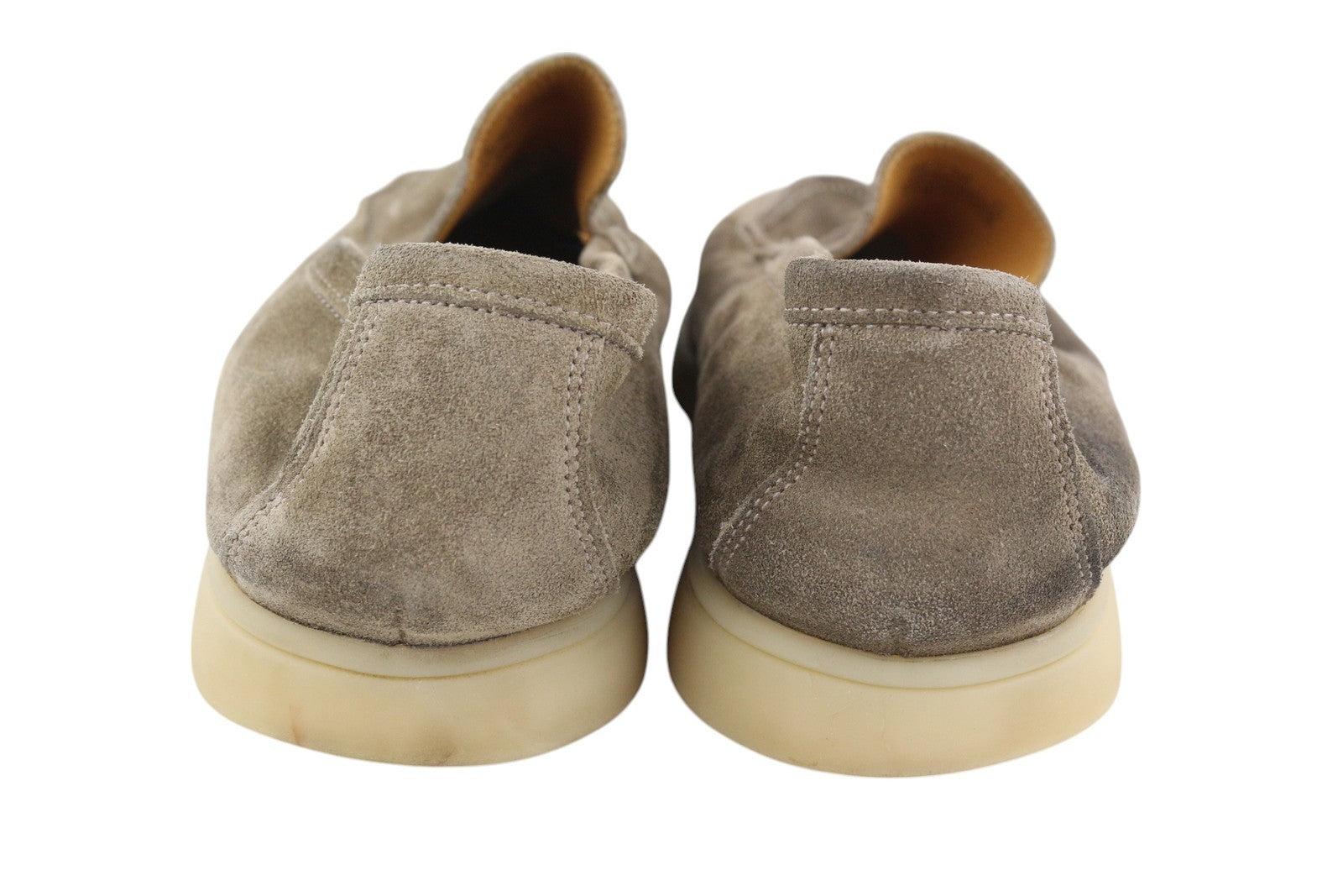 SUITSUPPLY Men Casual Shoes EU44 Grey Suede Leather Almond Toe Slip On Logo