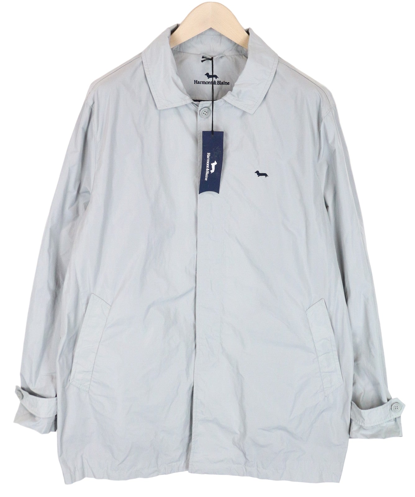 HARMONT & BLAINE XL Grey Trench Jacket Men's Embroidered Mid-Length Classic