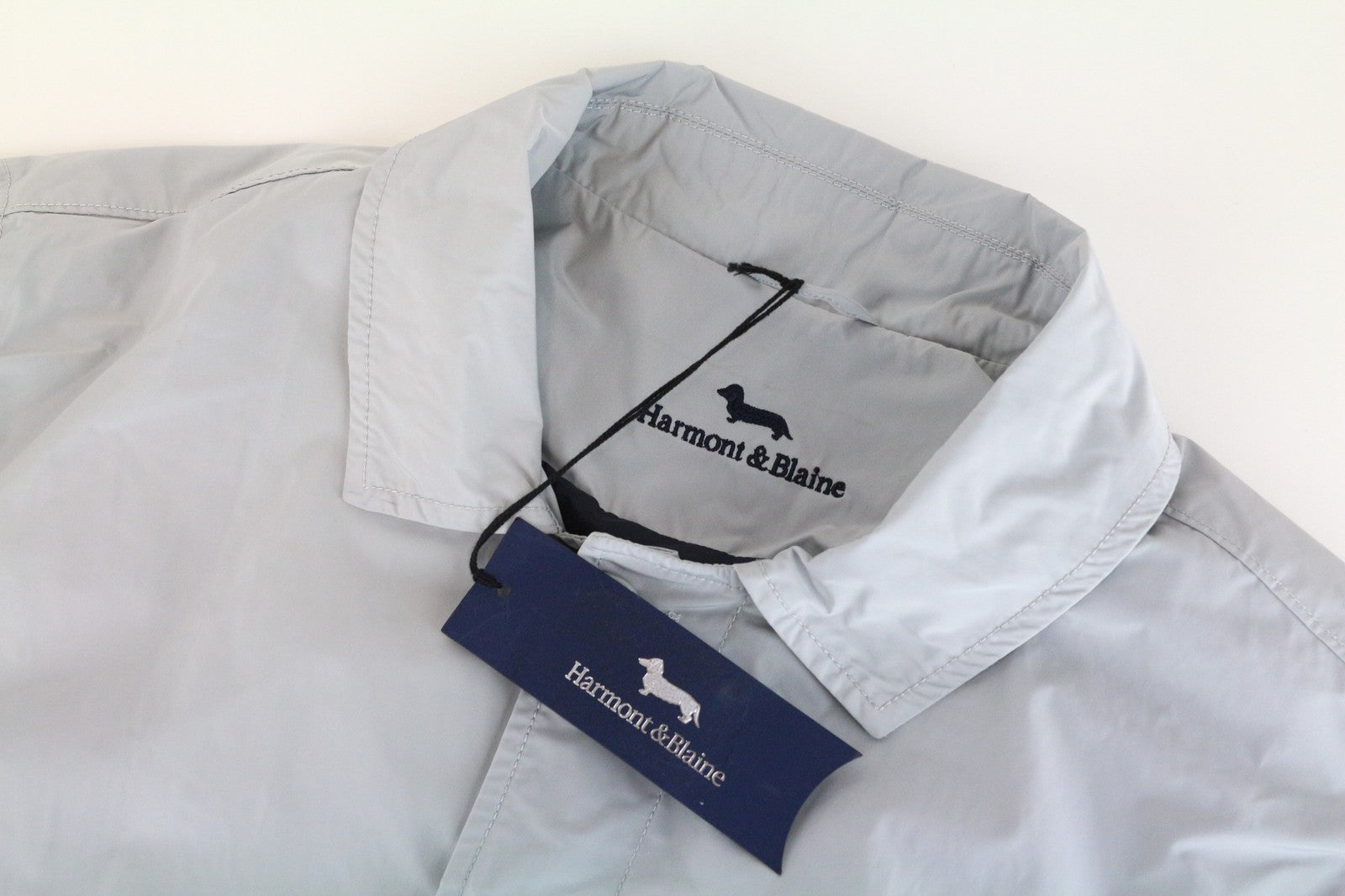 HARMONT & BLAINE XL Grey Trench Jacket Men's Embroidered Mid-Length Classic