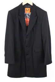 GOOD GENES Men's Coat 52 Black Wool Blend Peak Lapel Single Breasted Lined