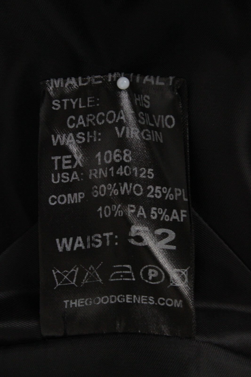 GOOD GENES Men's Coat 52 Black Wool Blend Peak Lapel Single Breasted Lined