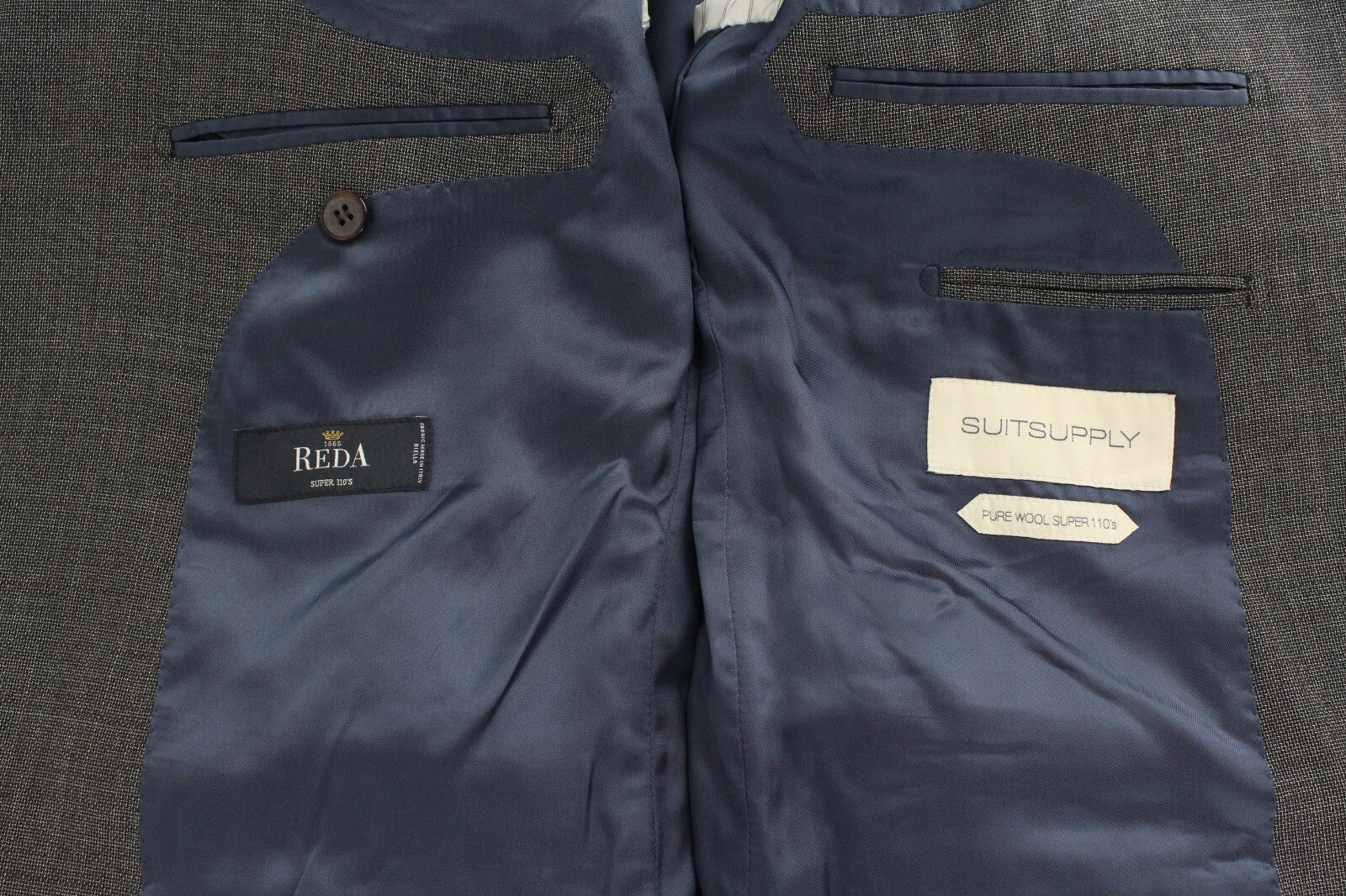 SUITSUPPLY Napoli UK40L Men's Grey Super 110's Wool Slim Fit Blazer