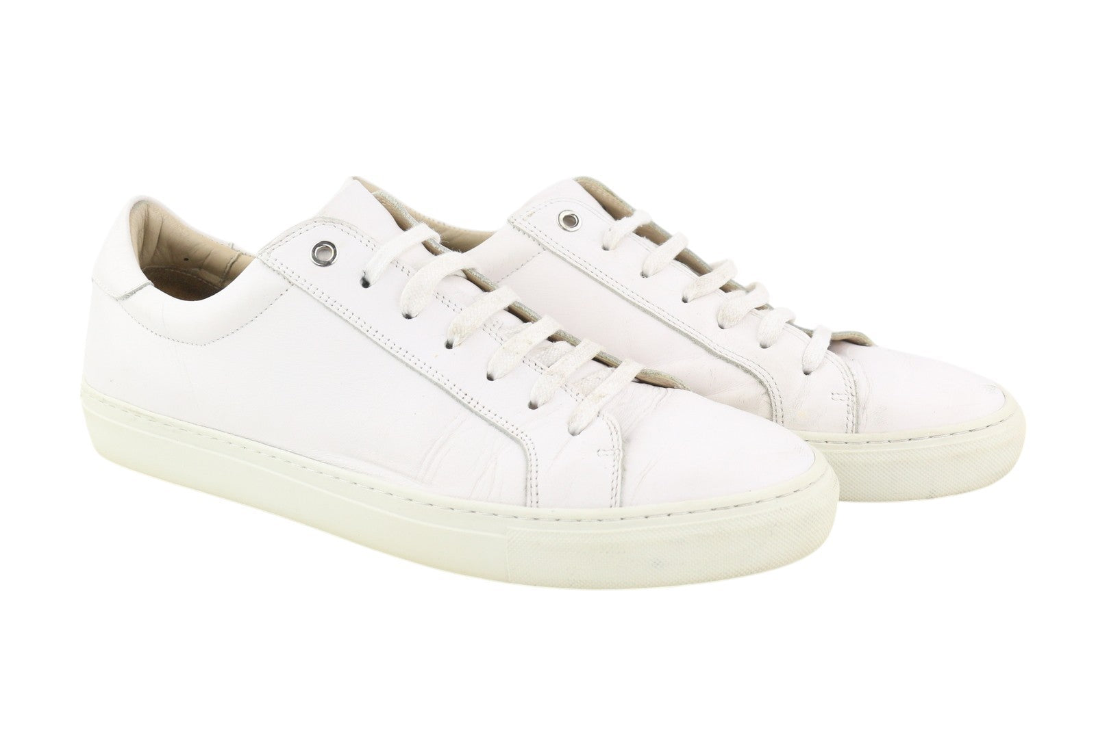 SUITSUPPLY FW1404 Men Sneakers EU43 White Leather Laced Low Almond Toe Trainers